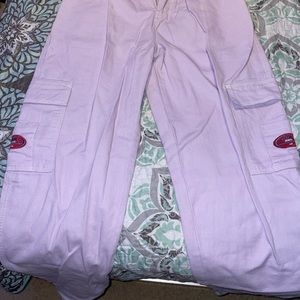 Patched Detail Flap Pocket Wide Leg Jeans